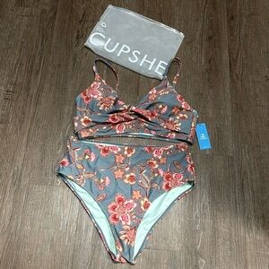 NWT Cupshe Two Piece High Bottom Swimsuit Size Large